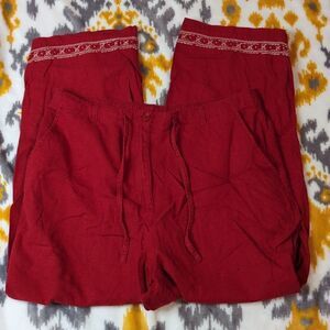 PETITE LARGE linen blend ankle length pants